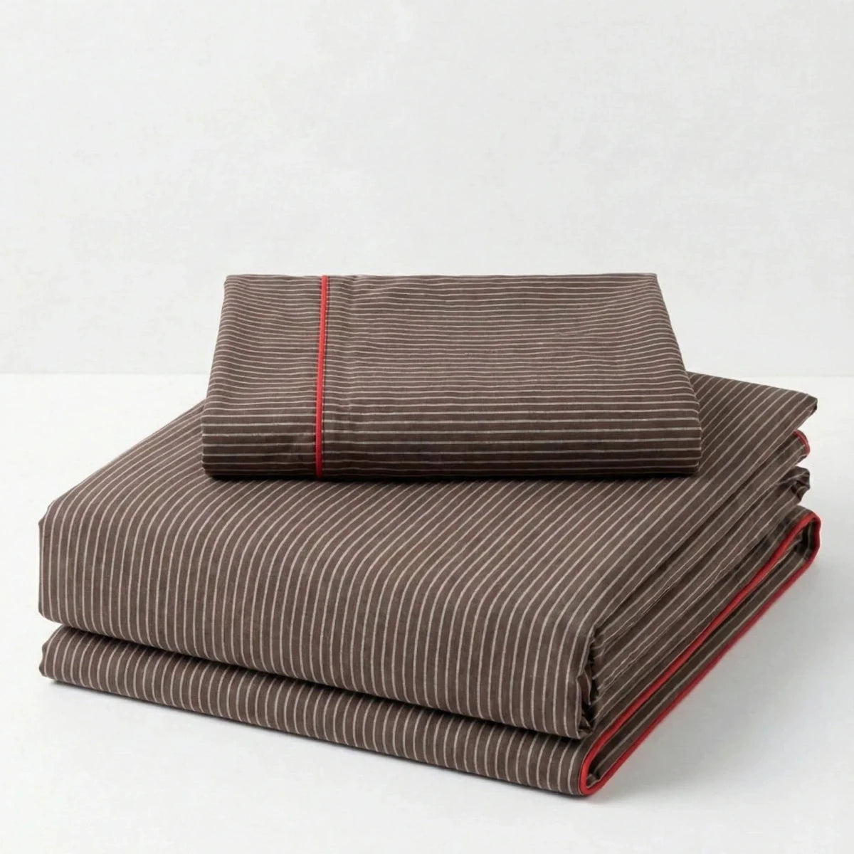 Red Piped Stripe Bedding Collection - WhisperLinens