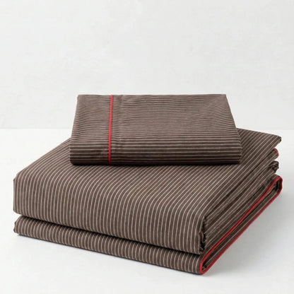 Red Piped Stripe Bedding Collection - WhisperLinens