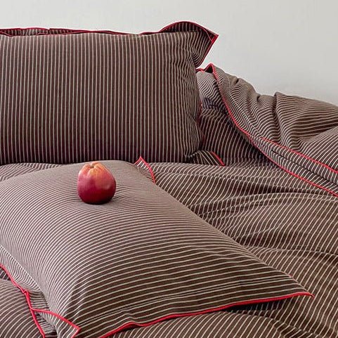 Red Piped Stripe Bedding Collection - WhisperLinens