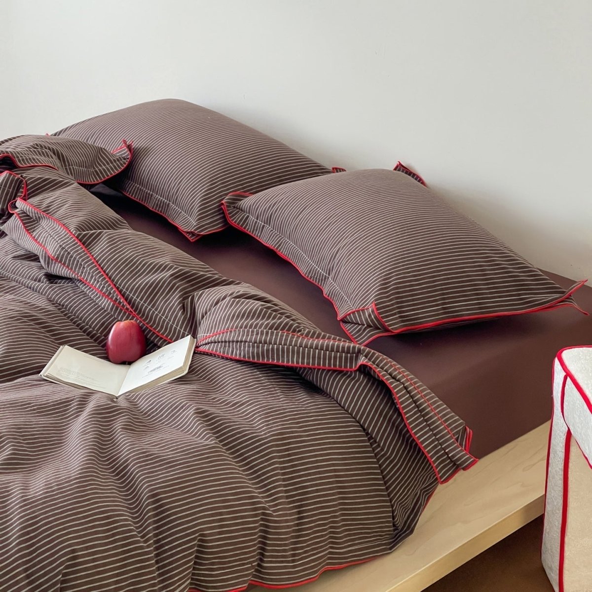 Red Piped Stripe Bedding Collection - WhisperLinens