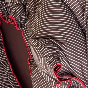 Red Piped Stripe Bedding Collection - WhisperLinens