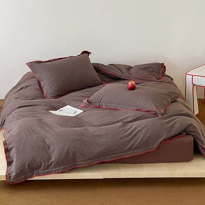 Red Piped Stripe Bedding Collection - WhisperLinens