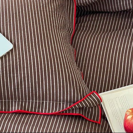 Red Piped Stripe Bedding Collection - WhisperLinens