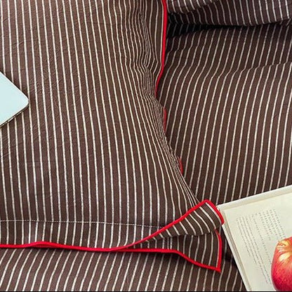 Red Piped Stripe Bedding Collection - WhisperLinens