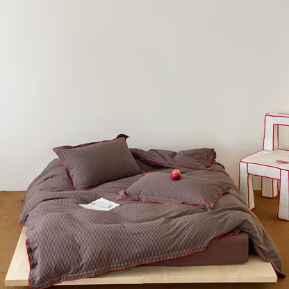 Red Piped Stripe Bedding Collection - WhisperLinens