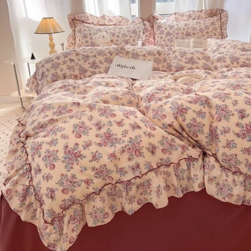 Blush Rose - Rose Cottage Floral Ruffle Bedding Collection - WhisperLinens