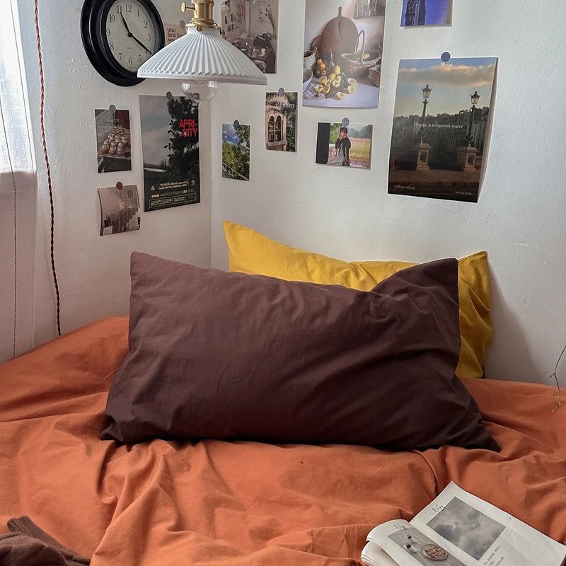 Rust Orange Cotton Bedding Set - WhisperLinens