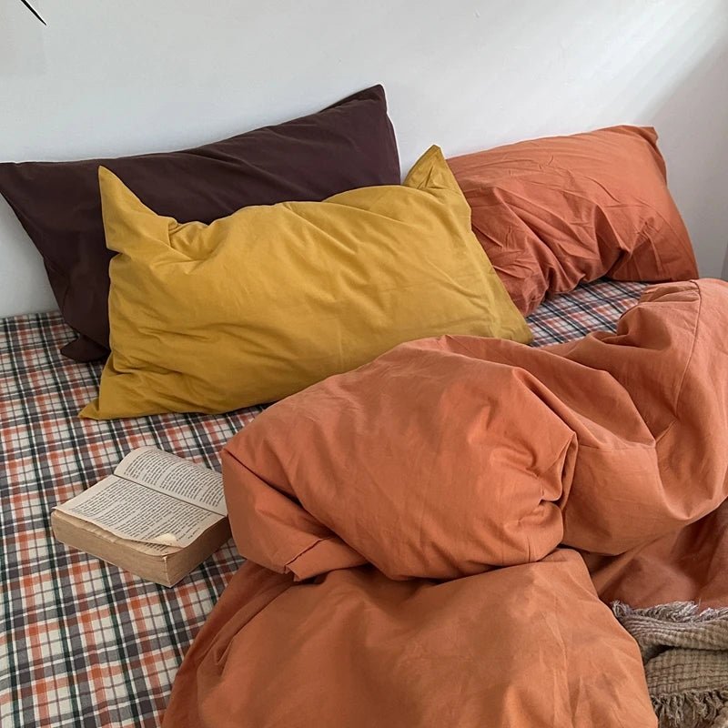 Rust Orange Cotton Bedding Set - WhisperLinens