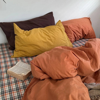 Rust Orange Cotton Bedding Set - WhisperLinens