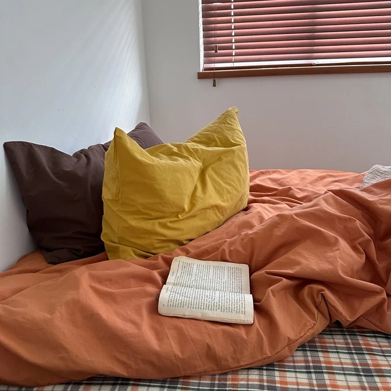 Rust Orange Cotton Bedding Set - WhisperLinens