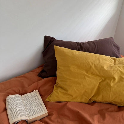 Rust Orange Cotton Bedding Set - WhisperLinens