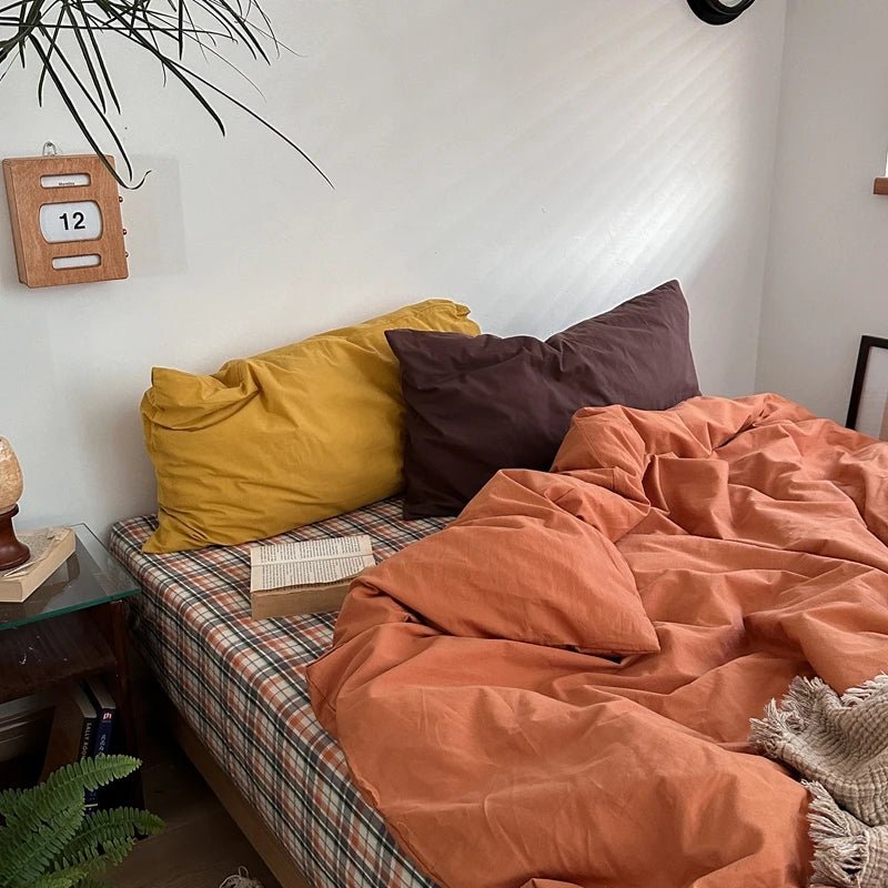 Rust Orange Cotton Bedding Set - WhisperLinens