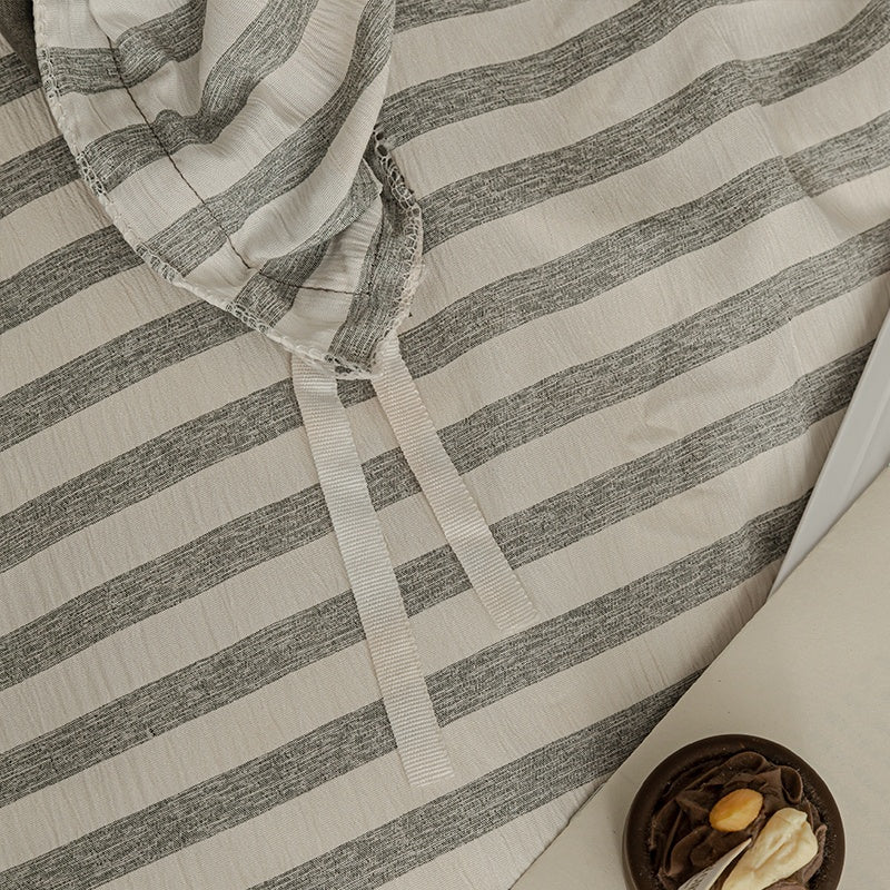 Seaside Seersucker Cotton Bedding Collection - Charcoal Grey - WhisperLinens