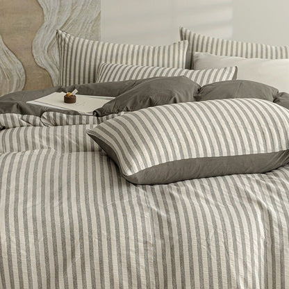 Seaside Seersucker Cotton Bedding Collection - Charcoal Grey - WhisperLinens