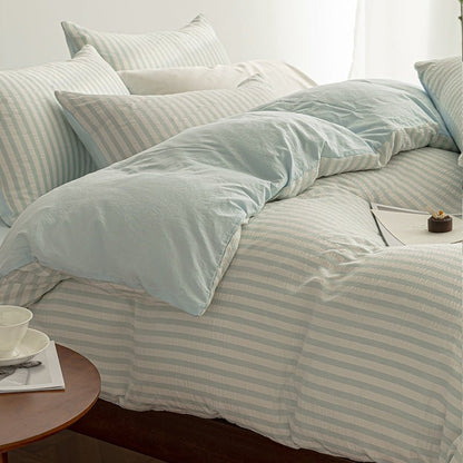 Sky Blue - Seaside Seersucker Cotton Bedding Collection - WhisperLinens