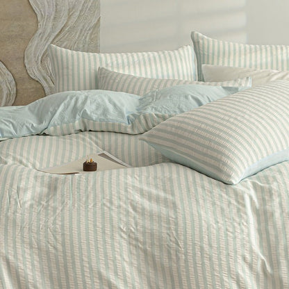 Sky Blue - Seaside Seersucker Cotton Bedding Collection - WhisperLinens