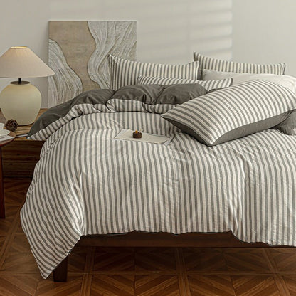 Seaside Seersucker Cotton Bedding Collection - Charcoal Grey - WhisperLinens