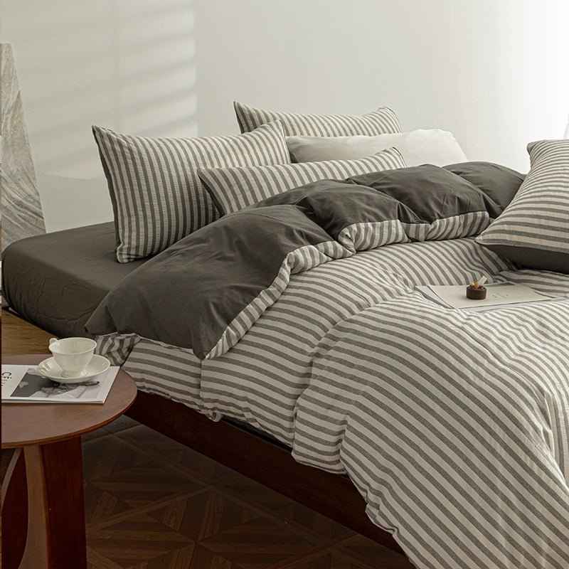 Seaside Seersucker Cotton Bedding Collection - Charcoal Grey - WhisperLinens