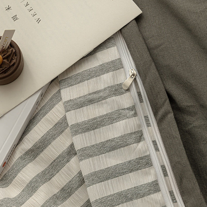 Seaside Seersucker Cotton Bedding Collection - Charcoal Grey - WhisperLinens