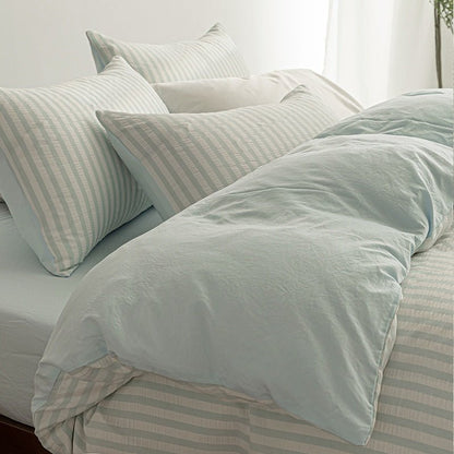 Sky Blue - Seaside Seersucker Cotton Bedding Collection - WhisperLinens