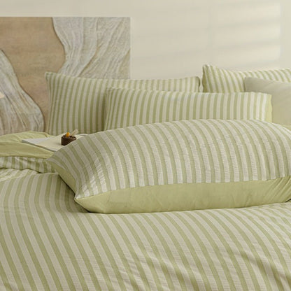 Sage Green - Seaside Seersucker Cotton Bedding Collection - WhisperLinens