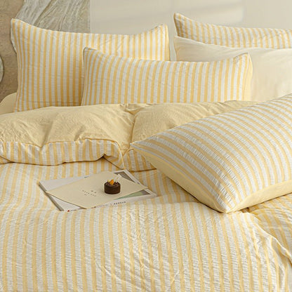 Butter Yellow - Seaside Seersucker Cotton Bedding Collection - WhisperLinens