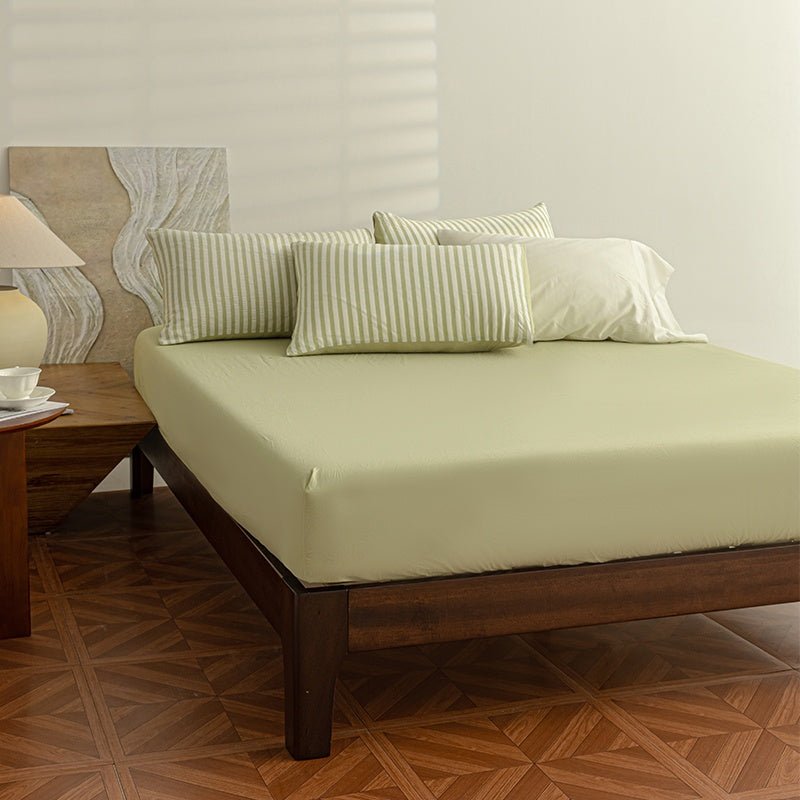 Sage Green - Seaside Seersucker Cotton Bedding Collection - WhisperLinens