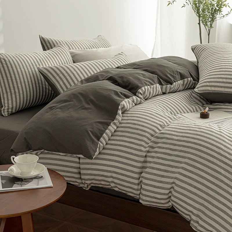 Seaside Seersucker Cotton Bedding Collection - Charcoal Grey - WhisperLinens