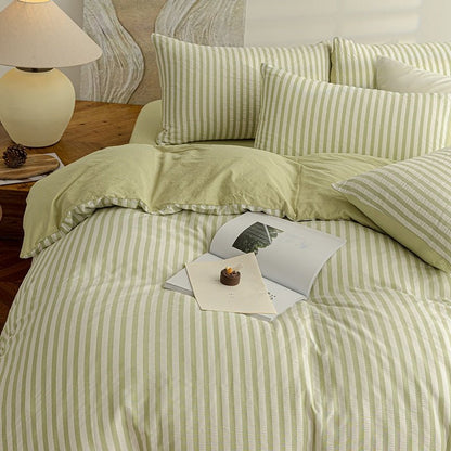 Sage Green - Seaside Seersucker Cotton Bedding Collection - WhisperLinens