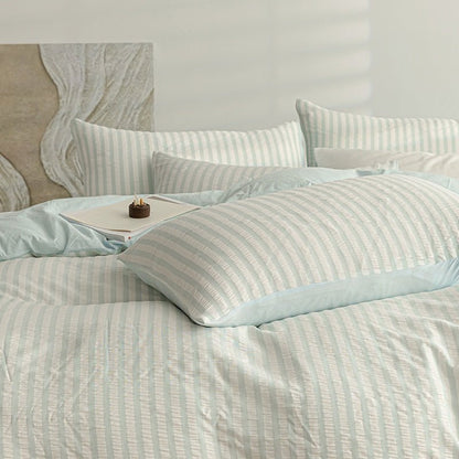 Sky Blue - Seaside Seersucker Cotton Bedding Collection - WhisperLinens