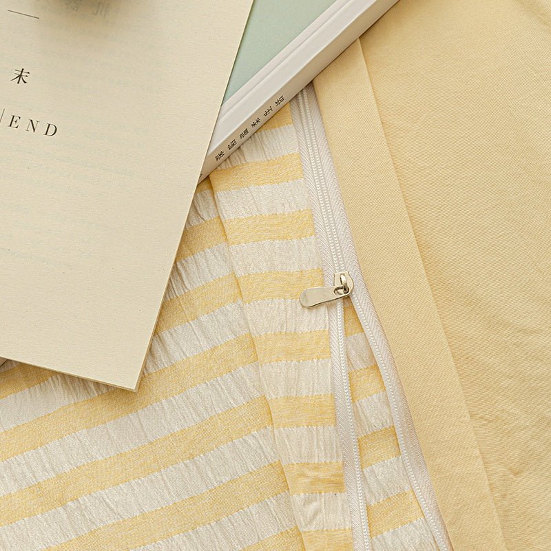 Butter Yellow - Seaside Seersucker Cotton Bedding Collection - WhisperLinens