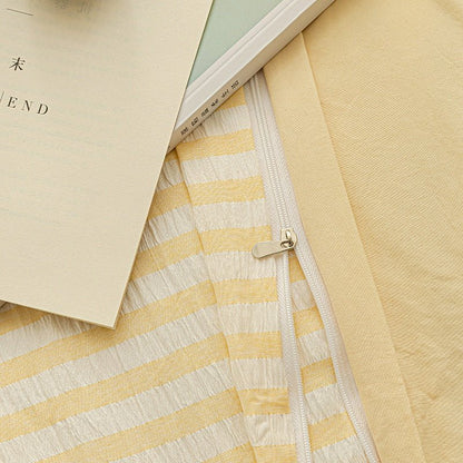 Butter Yellow - Seaside Seersucker Cotton Bedding Collection - WhisperLinens