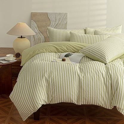 Sage Green - Seaside Seersucker Cotton Bedding Collection - WhisperLinens