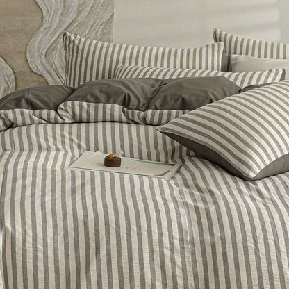 Seaside Seersucker Cotton Bedding Collection - Charcoal Grey - WhisperLinens