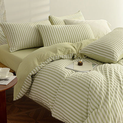 Sage Green - Seaside Seersucker Cotton Bedding Collection - WhisperLinens