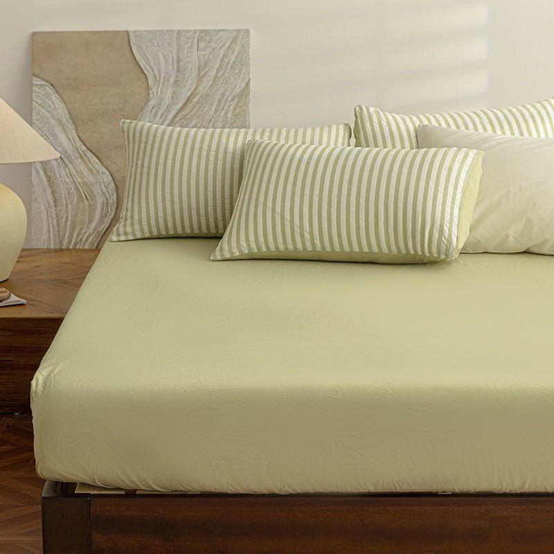 Sage Green - Seaside Seersucker Cotton Bedding Collection - WhisperLinens