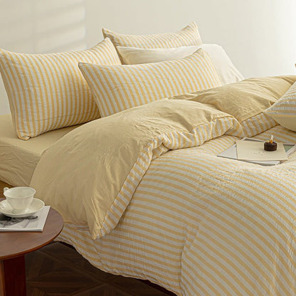 Butter Yellow - Seaside Seersucker Cotton Bedding Collection - WhisperLinens
