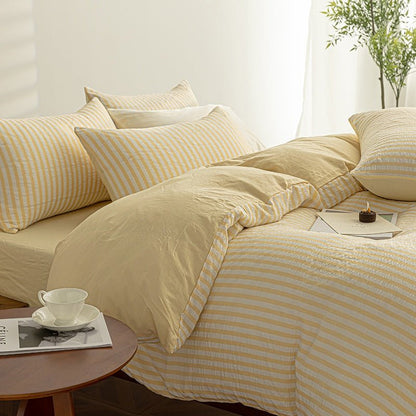 Butter Yellow - Seaside Seersucker Cotton Bedding Collection - WhisperLinens
