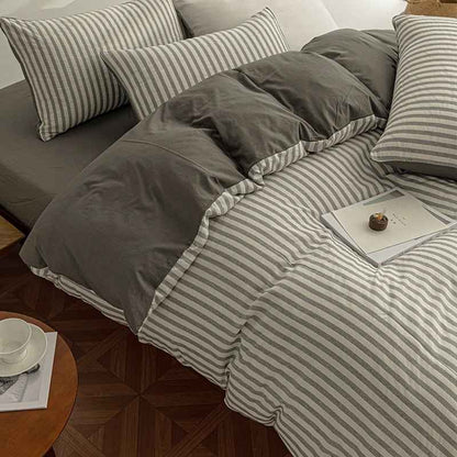 Seaside Seersucker Cotton Bedding Collection - Charcoal Grey - WhisperLinens