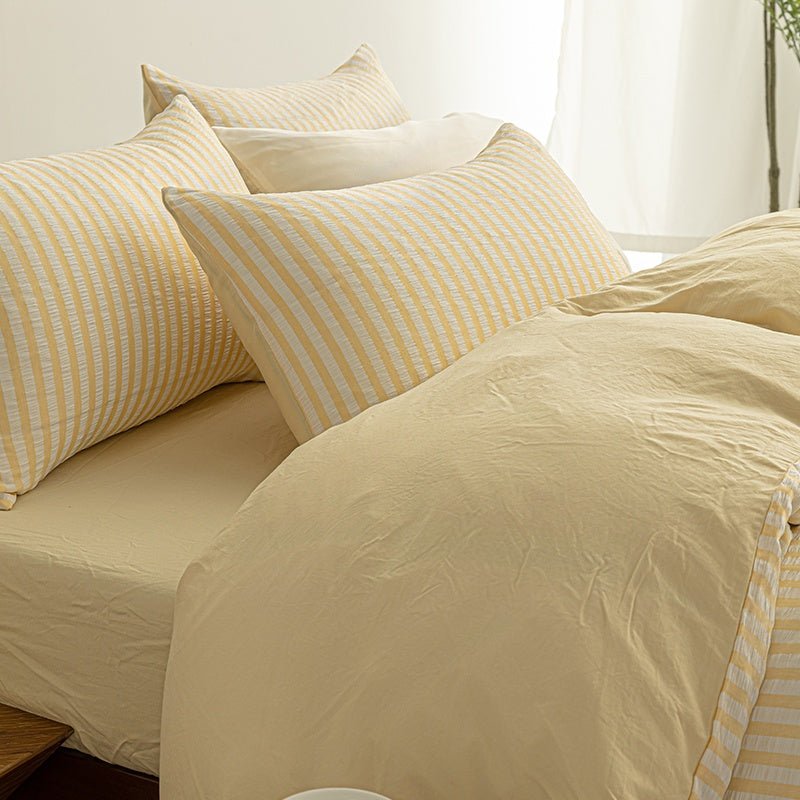 Butter Yellow - Seaside Seersucker Cotton Bedding Collection - WhisperLinens