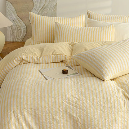 Butter Yellow - Seaside Seersucker Cotton Bedding Collection - WhisperLinens