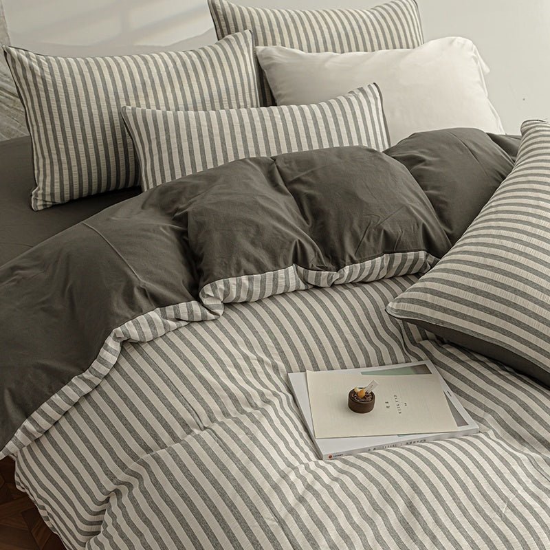 Seaside Seersucker Cotton Bedding Collection - Charcoal Grey - WhisperLinens