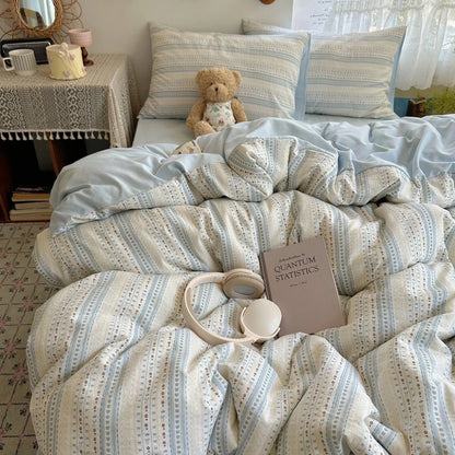Soft Blue Stripe Bedding Set - WhisperLinens