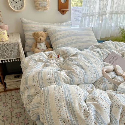 Soft Blue Stripe Bedding Set - WhisperLinens