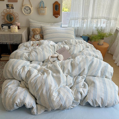 Soft Blue Stripe Bedding Set - WhisperLinens