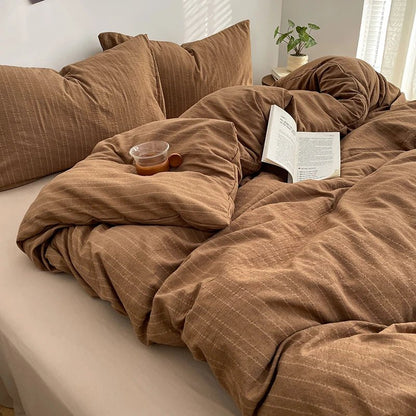 Caramel Brown Thin Stripe - Soft Stripe Bedding Collection - WhisperLinens