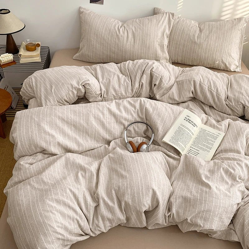 Warm Linen Thin Stripe - Soft Stripe Bedding Collection - WhisperLinens