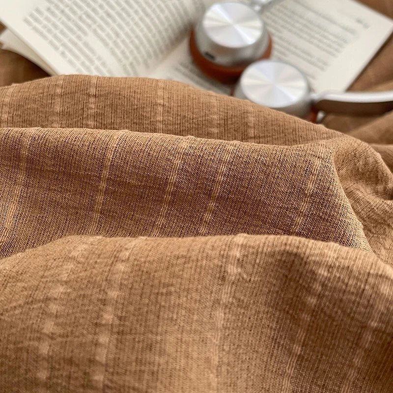 Caramel Brown Thin Stripe - Soft Stripe Bedding Collection - WhisperLinens