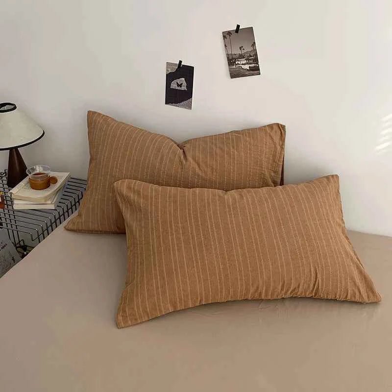 Caramel Brown Thin Stripe - Soft Stripe Bedding Collection - WhisperLinens