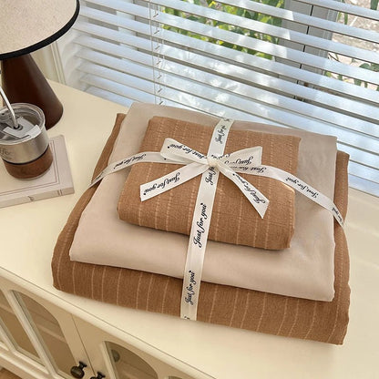 Caramel Brown Thin Stripe - Soft Stripe Bedding Collection - WhisperLinens